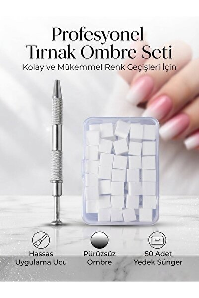 CROJE KALICI OJE Kalıcı Oje Protez Tırnak Ombre Nail Art Kalemi ve Yedek Süng...