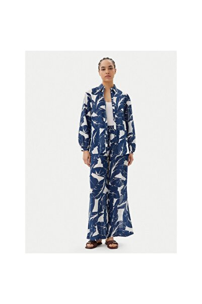 Gaudi Pantaloni de damă din material textil 511FD25012 Bleumarin