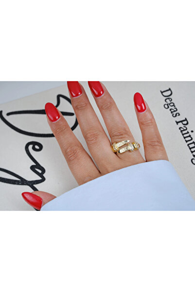 ATELİER TUĞBA Yzk592 Nail Shape Gold Adjustable Ring