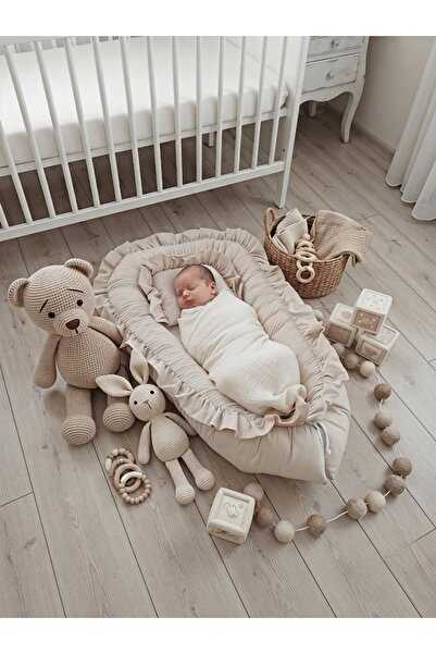 Babynest - Premium Ortopedik Fırfırlı Lüks Vintage Model Bej