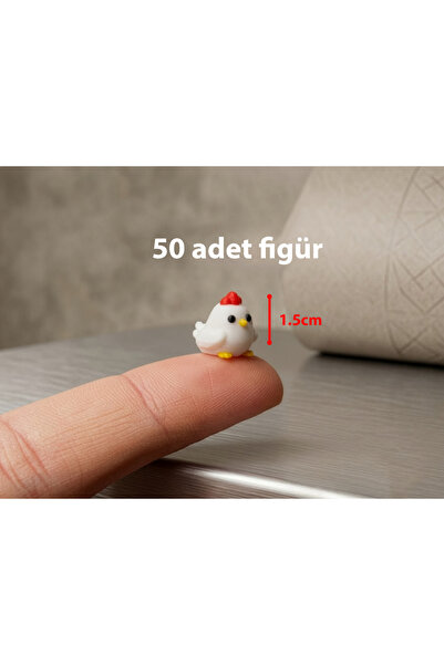 To Design Lab 50 Adet Mini Tavuk Figürü - Sevimli Mini Tavuk Figürü - Minyatü...