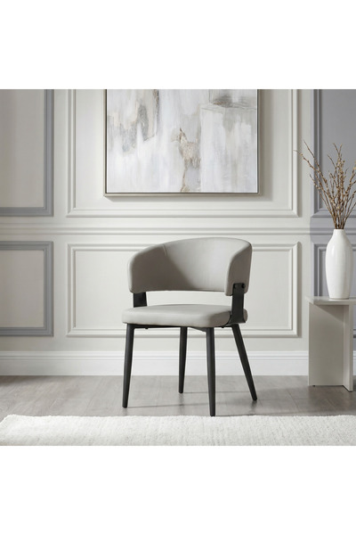 Ebticar Armchair with Curved Design and Padded Seat - Light Grey