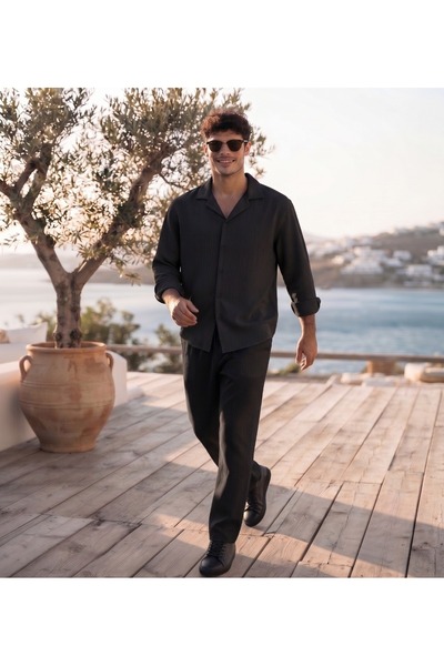 Combineman35 Bürümcük Fabric Top and Bottom Summer Shirt Set