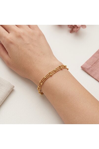 Snartun Steel Gold Ball Detailed Adjustable Chain Bracelet |   Stylish Jewelr...