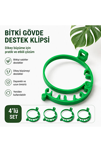 Pocket People Bitki Gövde Destek Klipsi 4'lü Set | Dikey Büyüme İçin Bitki Sa...