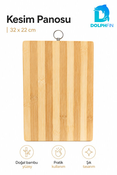 DolphFin Bamboo Cutting Board 32X22 cm Cutting and Presentation Board with Me...
