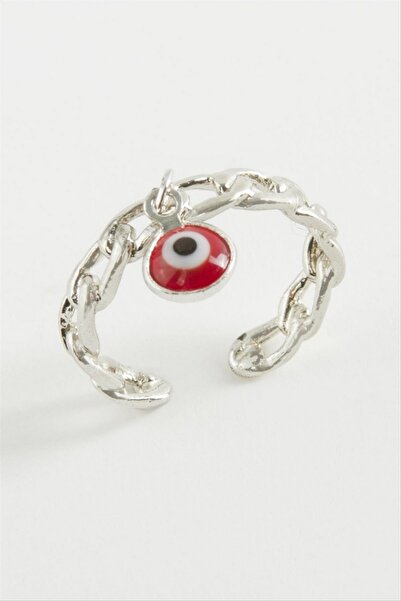ZERO LAND Ilkestor Evil Eye Chain Shaped Metal Ring - (05134) Silver Color