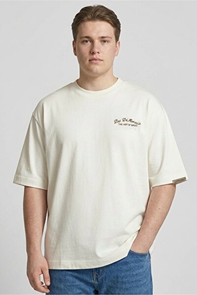 Pas De Monaco Men Crew Neck Embroidered Logo Short Sleeve T-Shirt, Off White