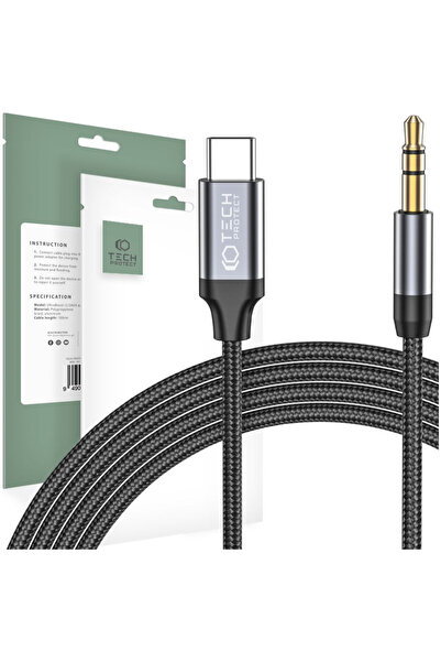 Tech-Protect Cablu USB-C la Mini Jack Aux 3.5mm pentru Tablete și Căști 100cm
