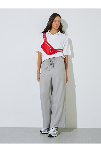 Styli Grey Drawstring Wide-Leg Pants