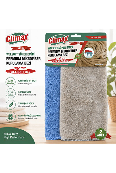 Climax Ekonomik Welsoft Mikrofiber Kurulama Bezi 30x30 cm - 2'li Paket