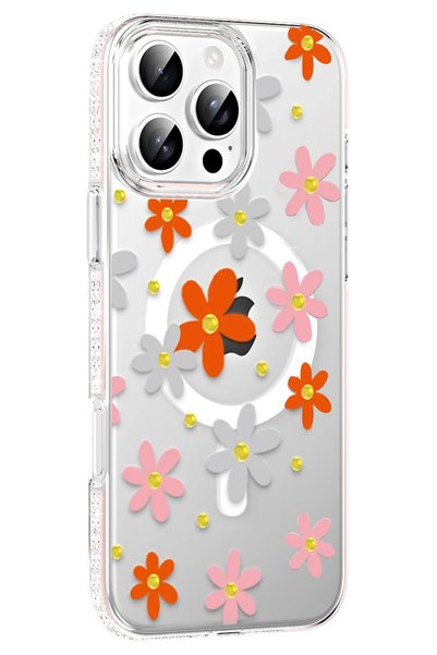 Joko Ilkestor iPhone 16 Pro Max Floral Magsafe Cover (112541) - Orange