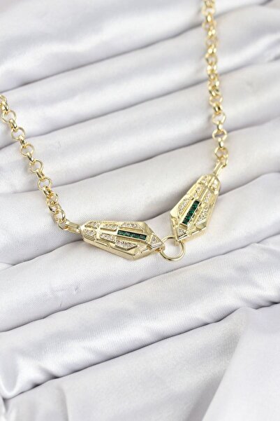 norsary Brass Gold Color Zircon Stone Serenay Necklace