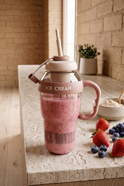 NESS HOME Ice Bottle Detox Water Bottle with Straw 1300 ml