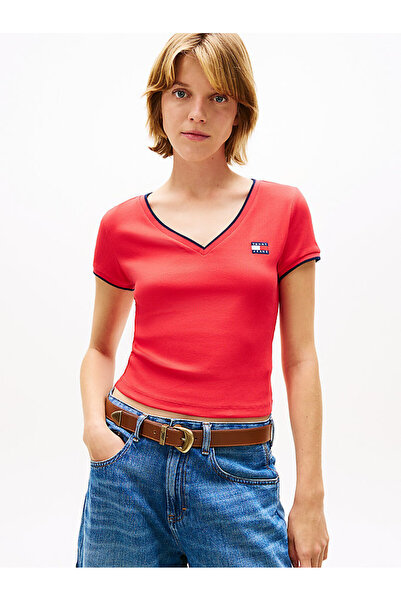Tommy Hilfiger Kadın Slim Fit Badge T-shirt