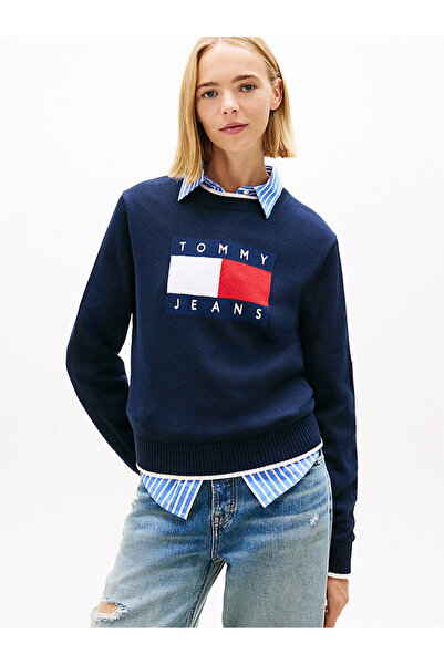 Tommy Hilfiger Kadın Tipping Flag Kazak