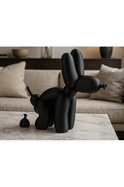Genel Markalar Siyah Balon Köpek Biblo - Kaka Yapan Komik Dekoratif Pop Art H...