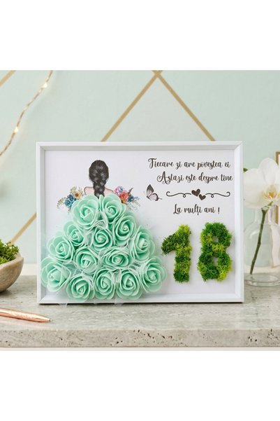 OEM Tablou majorat -„Povestea la 18 ani”, 15x20 cm, verde menta