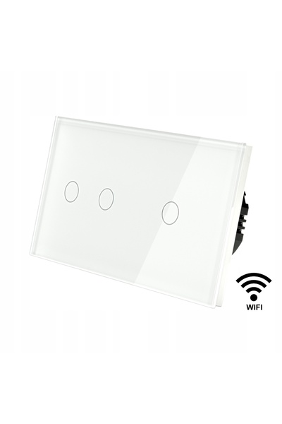 İNDUAL Comutator tactil din sticlă triplu (2+1) Wifi Tuya Smart Life Gri