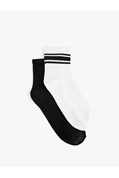 Koton Cotton Pack of Striped 2-Piece Booties Socks Set