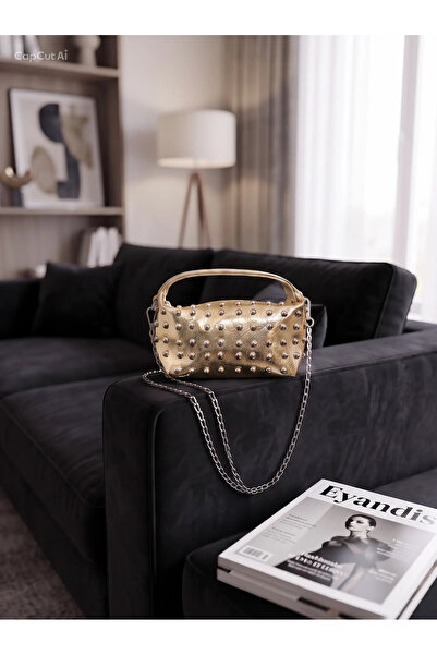 eyandis Women's Troc Studded Baguette Chain Strap Shoulder and Crossbody Bag