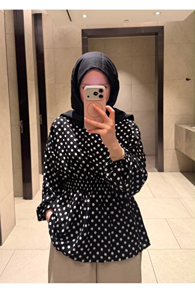 Çınar Couture PUANTİYELİ SİYAH BLUZ