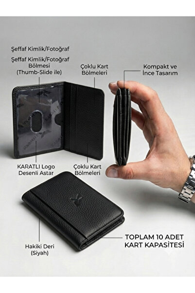 HSR Genuine Leather Men's Card Holder with 10 Card Compartments (4 Thick Pvc ...