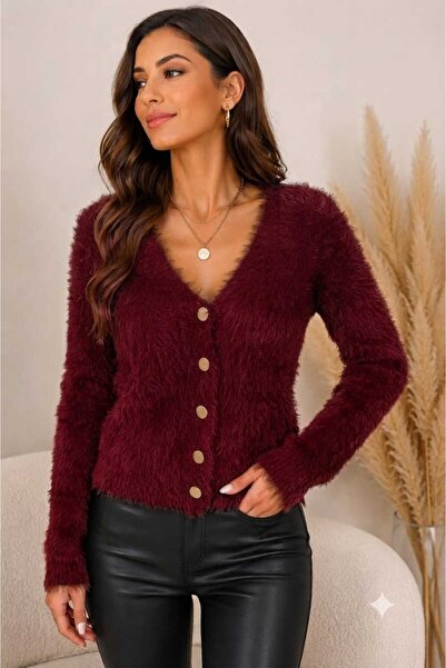 ASEZ BUTİK ZERAFETİN ADRESİ Women's V-Neck Soft Textured Knitwear Cardigan Go...