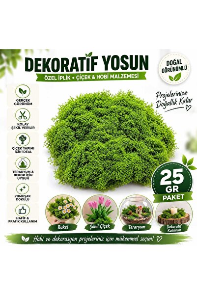 hyc heryerçiçeklenir Artificial Moss 25 Gr Decorative Green Moss