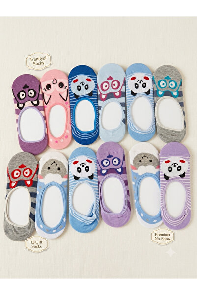 LY LEYO TEKSTİL Animal Figured Silicone Looped 12 Li Socks Set No 1