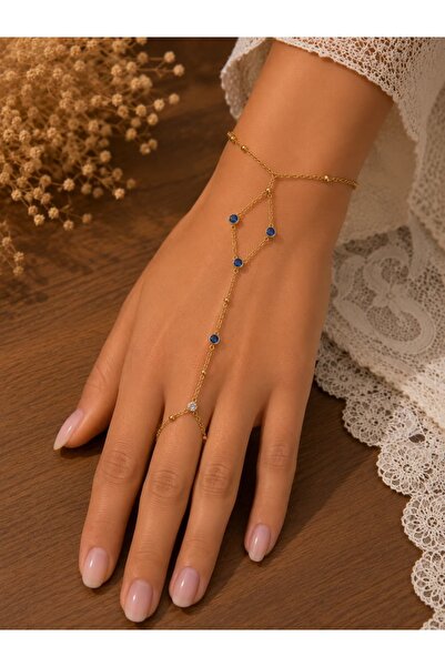 ENORİA ACCESSORİES Mavi Nazar Taşlı Altın Renk Şahmeran