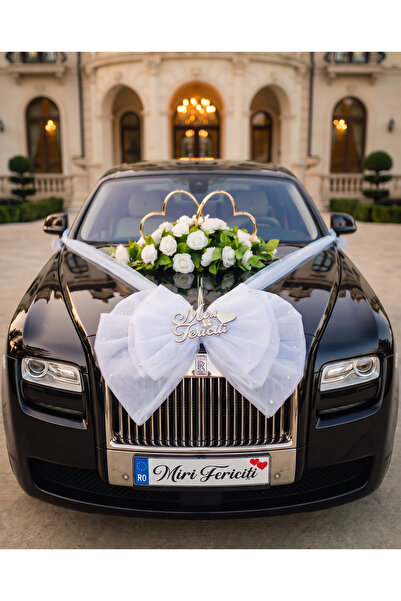 Bride Mansion Funda masina pentru nunta, miri fericiti, 75x65cm