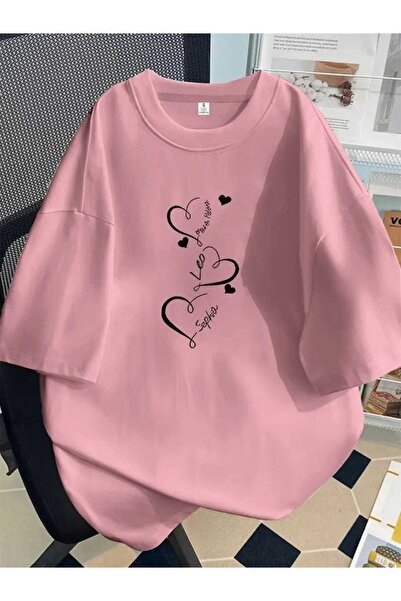 ZAVIXO Women's Love Printed Oversize 100% Cotton Short Sleeve Casual Basic T-...