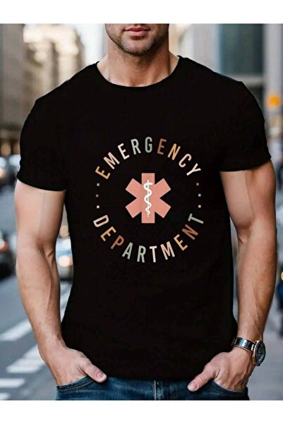 45 BPM تي شيرت رجالي أسود قصير الأكمام برقبة دائرية من القطن 100%، مناسب للعط...