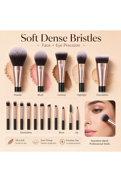 Arabest Premium Makeup Brushes Set with Triangle Puffs, Beauty Sponges, Mini ...
