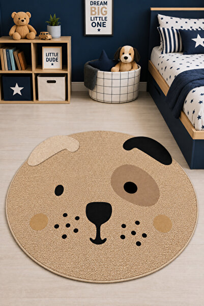 DECOVİST HOME Yıkanabilir, Kaymaz Tabanlı ve Leke Tutmaz Köpek Desenli Çocuk ...