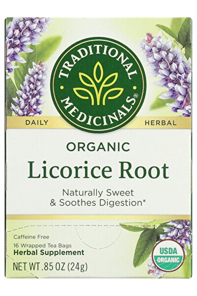 TRADITIONAL MEDICINALS Organic Licorice Root Herbal Tea, Soothes Digestion, (...