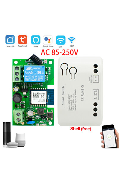 Choice جهاز تحكم واي فاي RF433 مع غلاف، يعمل بجهد 85-250 فولت، متوافق مع أليك...
