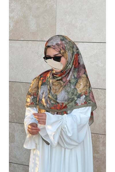 Qalortex Scarf Cotton Gonca Pattern Scarf - Khaki