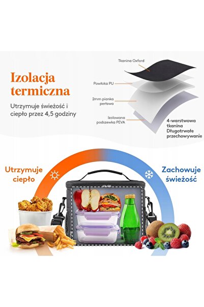 NO BRAND Geantă termică pentru prânz 9L, izolată, pentru serviciu