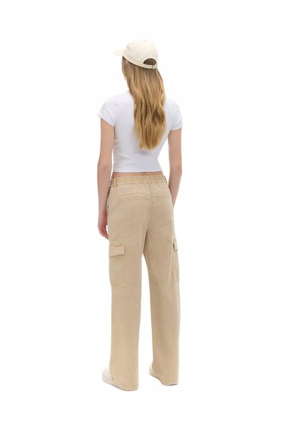 NO BRAND Pantaloni cargo lungi clasici, maro deschis, croială dreaptă, cu buz...