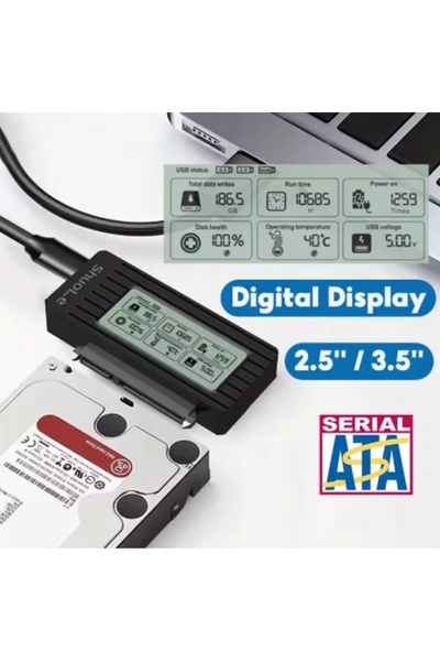 NO BRAND Adaptor Tester Convertor USB Sata USB 3.2 3.0 Sata 2.5 3.5 LCD