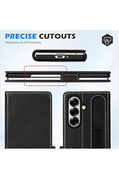 NO BRAND Husă din piele naturală Shieldon Samsung Galaxy Z Fold6 Negru Retro ...