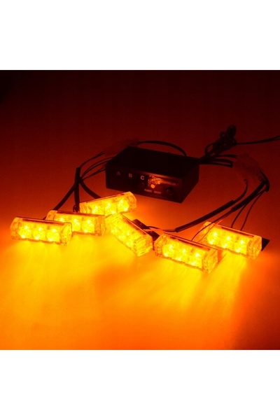 NO BRAND Lumină stroboscopică LED portocalie-chihlimbar, de avertizare auto d...