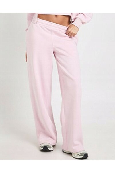 NO BRAND Pantaloni de trening roz, lungi, cu croială dreaptă, cu buzunare, bo...
