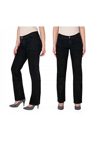 NO BRAND Pantaloni negri eleganți, blugi de damă cu croială dreaptă, rader 76...