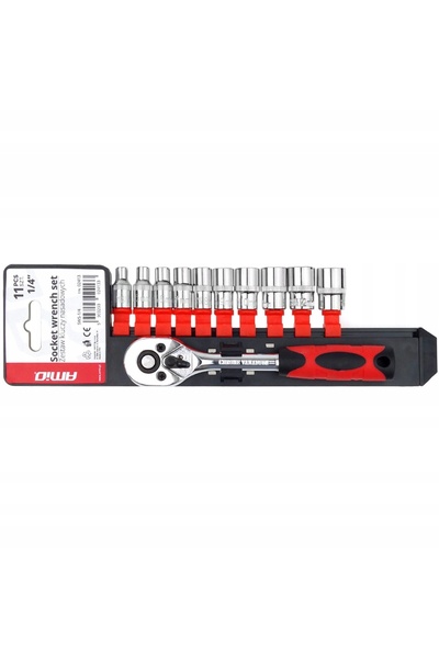 NO BRAND Set de chei cu clichet 11 piese 1/4 " 4-13mm Amio-02413