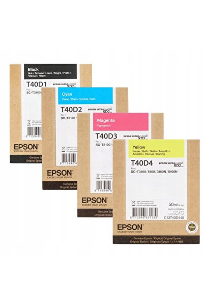 NO BRAND Pachet de 4 cerneală nouă T40D1 T40D2 T40D3 T40D4 Epson Surecolor Sc...