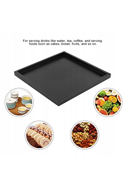 NO BRAND Taca tacka platou de servire dreptunghiular negru 30x30cm din lemn