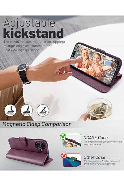 NO BRAND Ocase Husă flip din piele pentru iPhone 16, portofel cu suport, RFID...